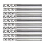 Set of 10 Carbide Square End Mills 1/8" Diameter 1-1/2" Length