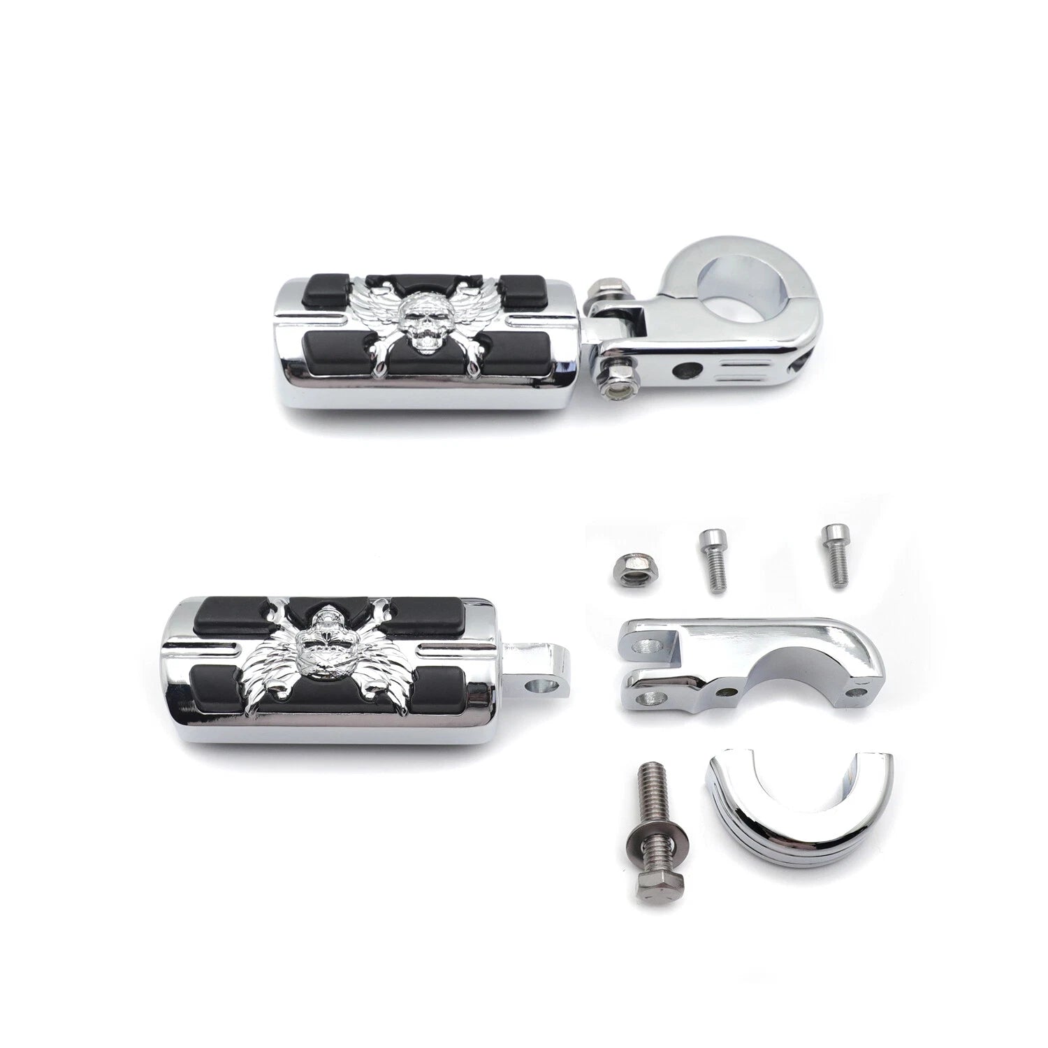 1.25" Chrome FootPeg with 32mm Clamps for Harley Touring Road King