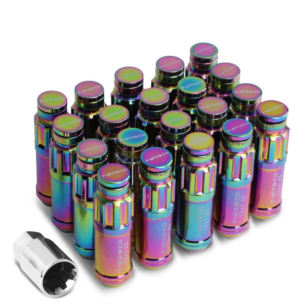 Set of 20 NRG Neo Chrome M12x1.25 Close End Spline Drive Lug Nuts