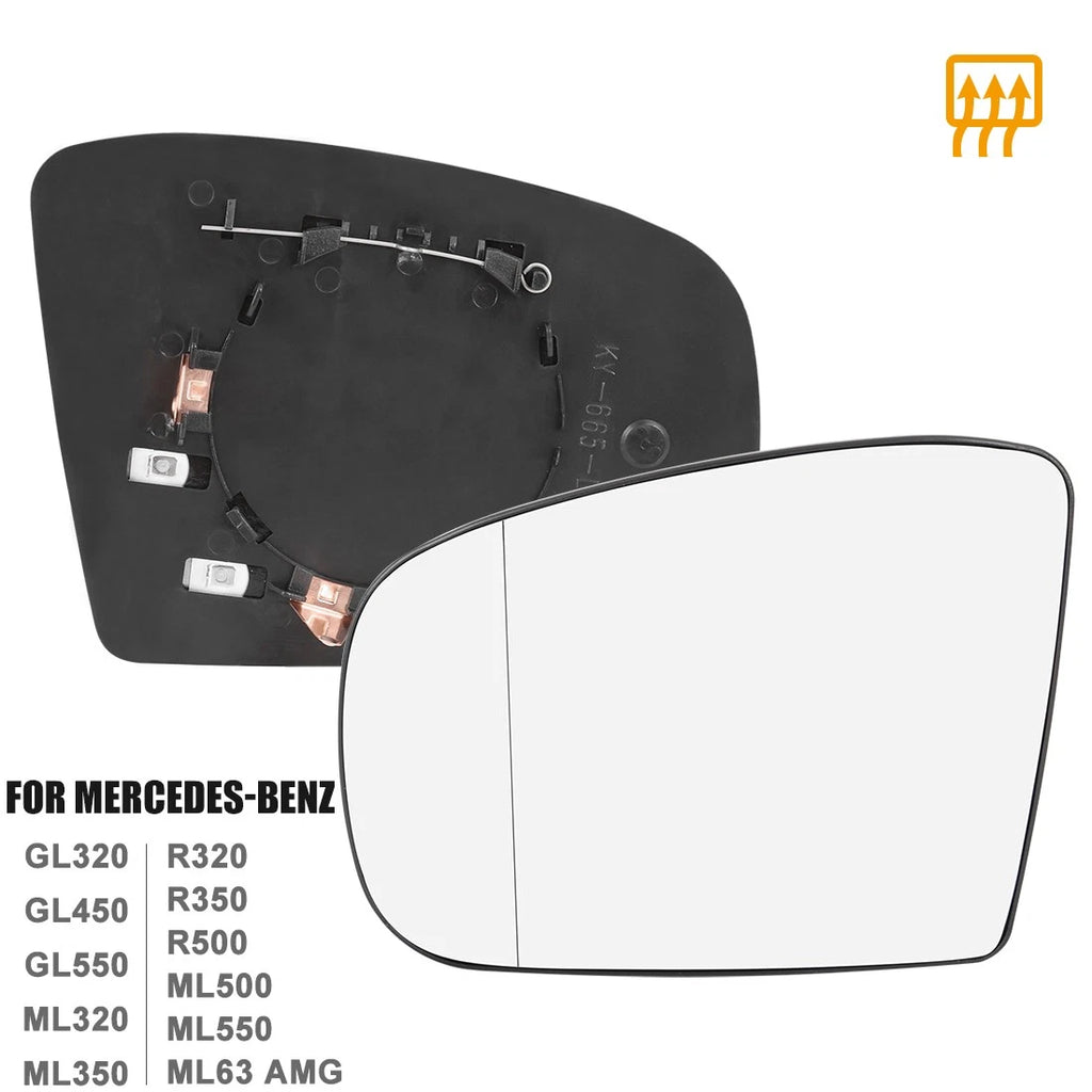 Heated Mirror Glass with Backing Plate Left Side LH for Mercedes-Benz GL 320 (2007–2012)
