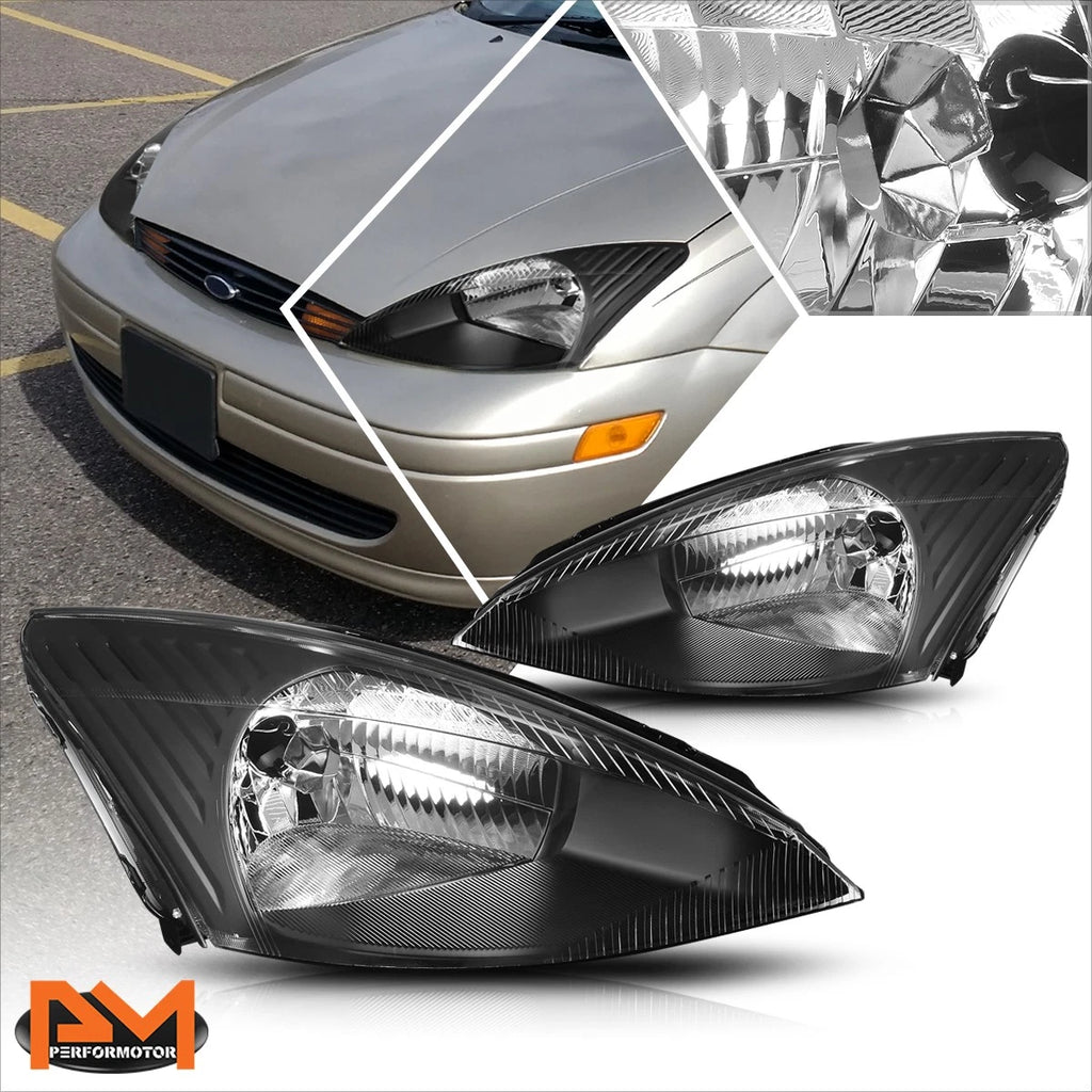 Headlights for Ford Focus (2003–2004) OE Factory Style Black Housing Clear Corner