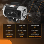 Electric Motor 5 HP 1Phase 230V 3450 RPM 143T 7/8'' Shaft