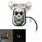 Chrome Motorcycle Skull Integrated Brake Stop Tail Turn Signal Light for T9