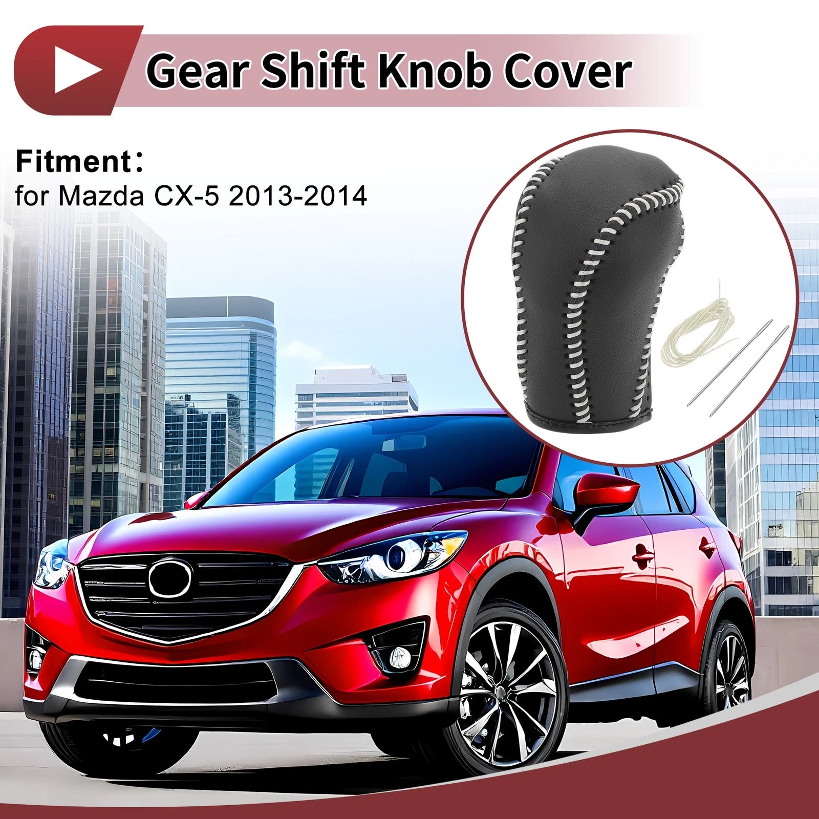 1 Pc Gear Shift Knob Cover for Mazda CX-5 (2013–2014) Black Beige
