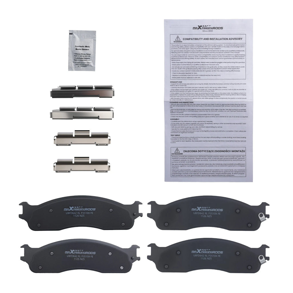 Set of 4 Front Brake Pads for Dodge Ram 1500 (2006–2008) Ram 2500 3500 (2003–2008) P965