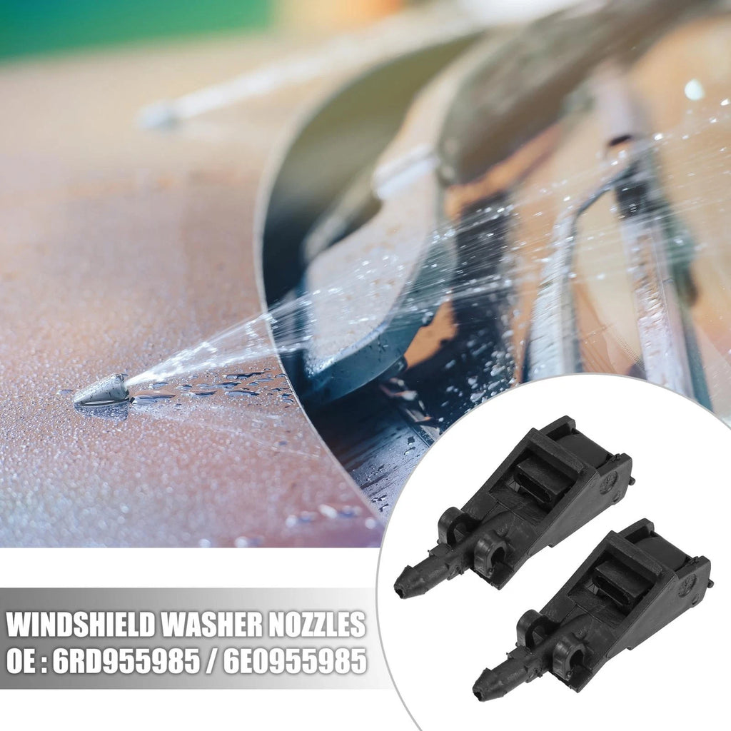 Set of 4 Black Plastic Front Windshield Wiper Nozzles 6E0955985 for Volkswagen Golf 