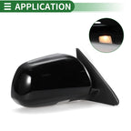 Right Side Door Mirror for Toyota Highlander (2008–2013) Manual Folding Gloss Black