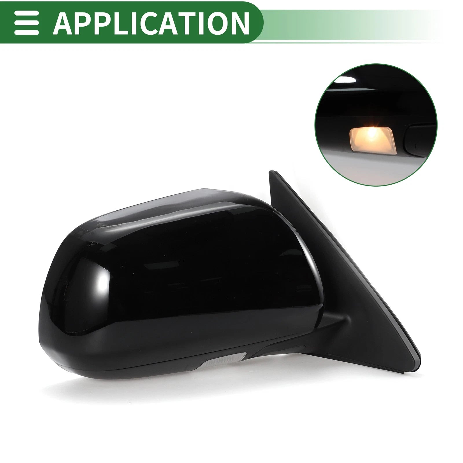 Right Side Door Mirror for Toyota Highlander (2008–2013) Manual Folding Gloss Black