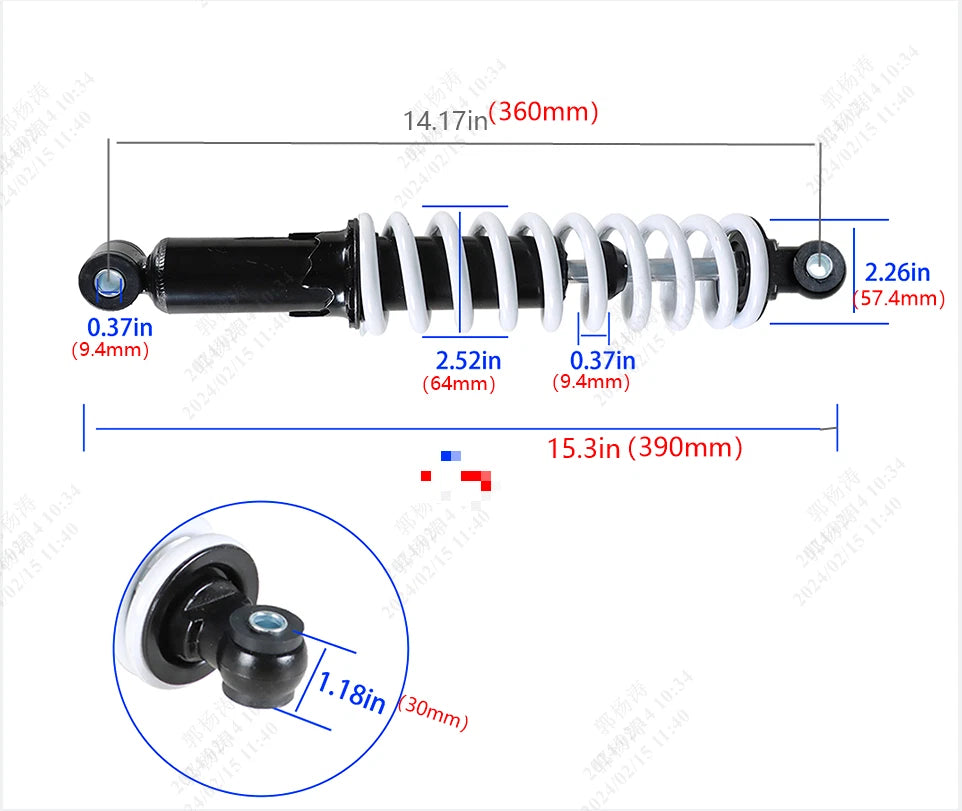 Set of 2 Rear Shock Absorbers for ATV Quad Buggy 110cc-150cc (360mm)