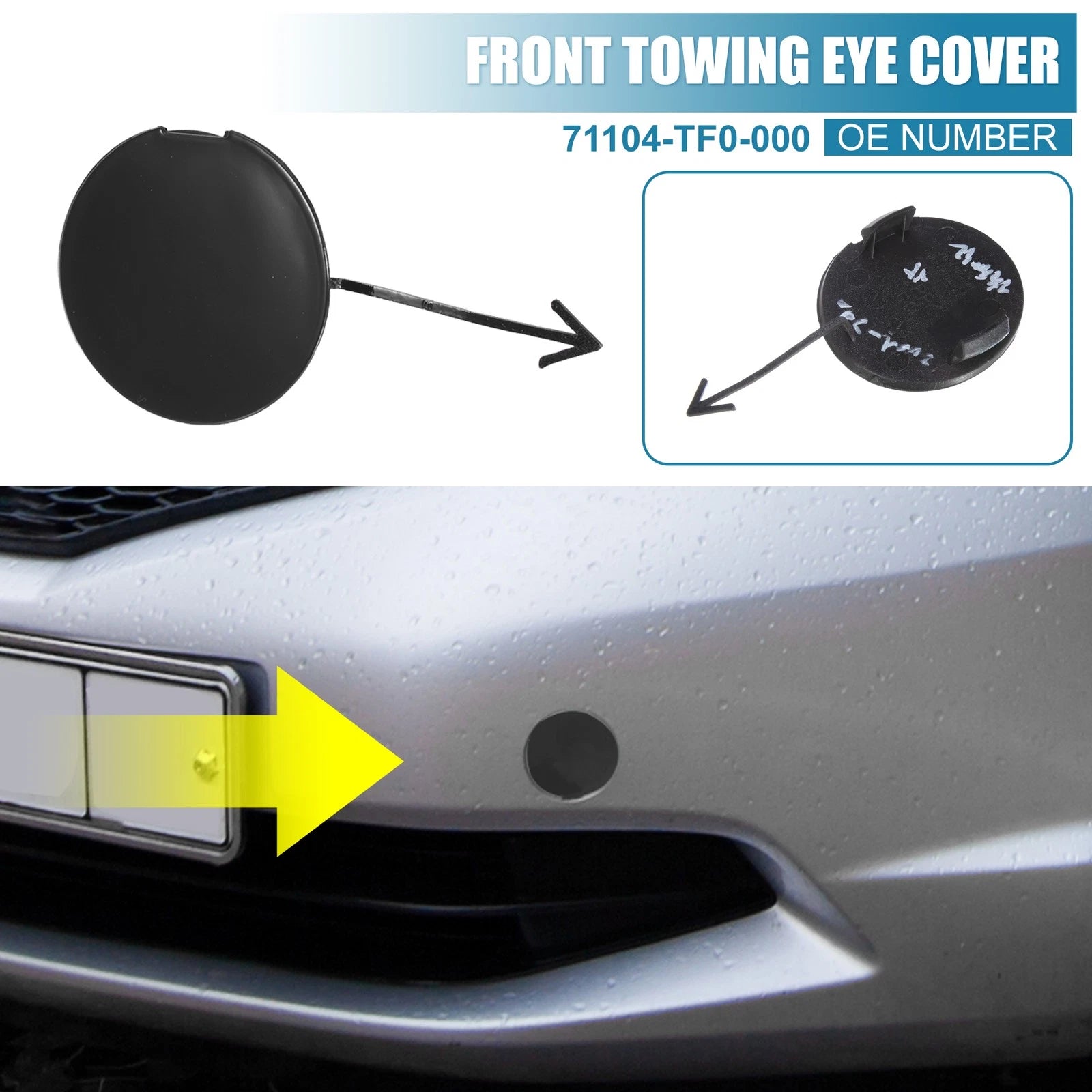 Tow Hook Cover for Honda Jazz Fit GE (2008–2010) 71104-TF0-000 Black