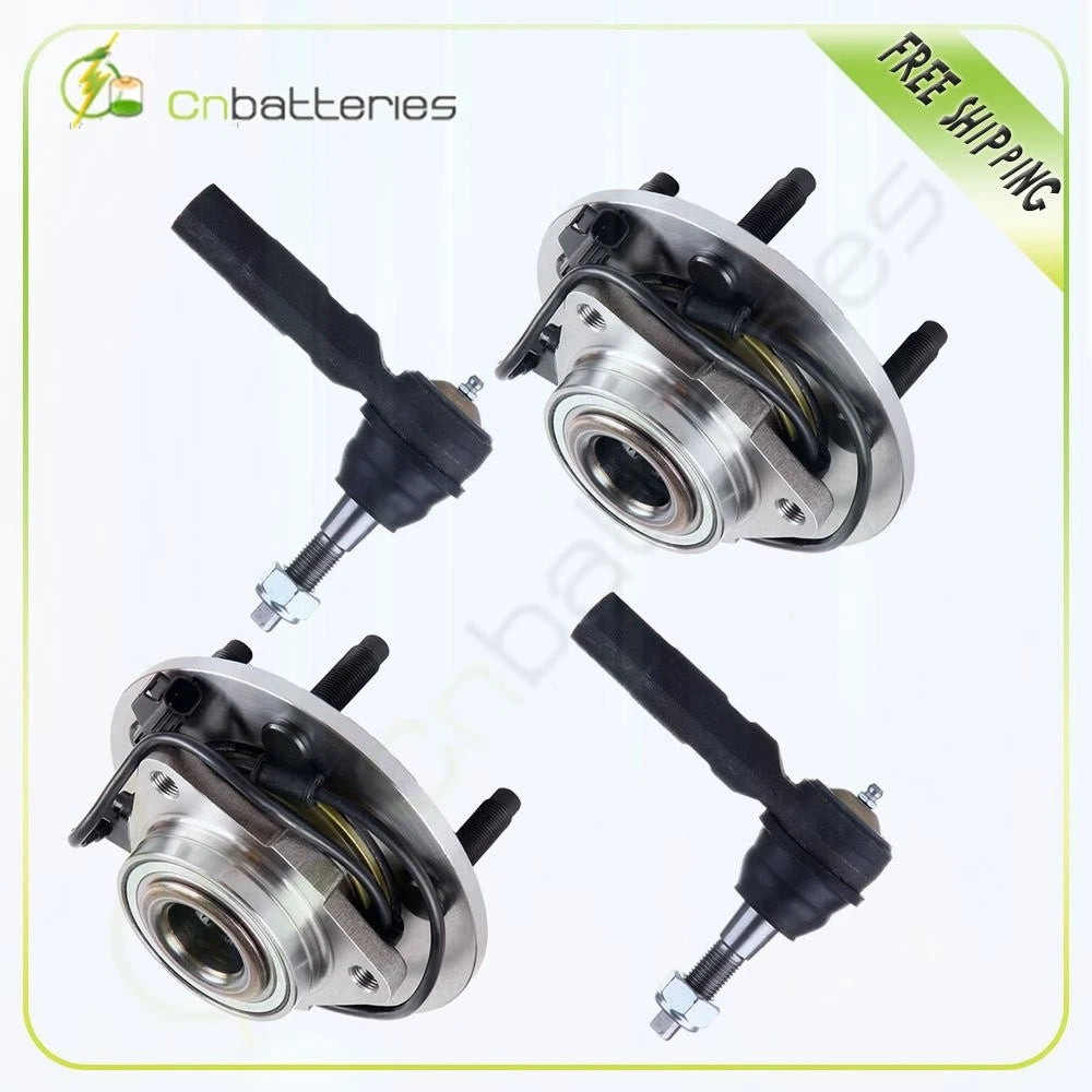 Set of 4 Front Hub Bearings Outer Tie Rod Ends for Dodge Ram 1500 (2002–2005)