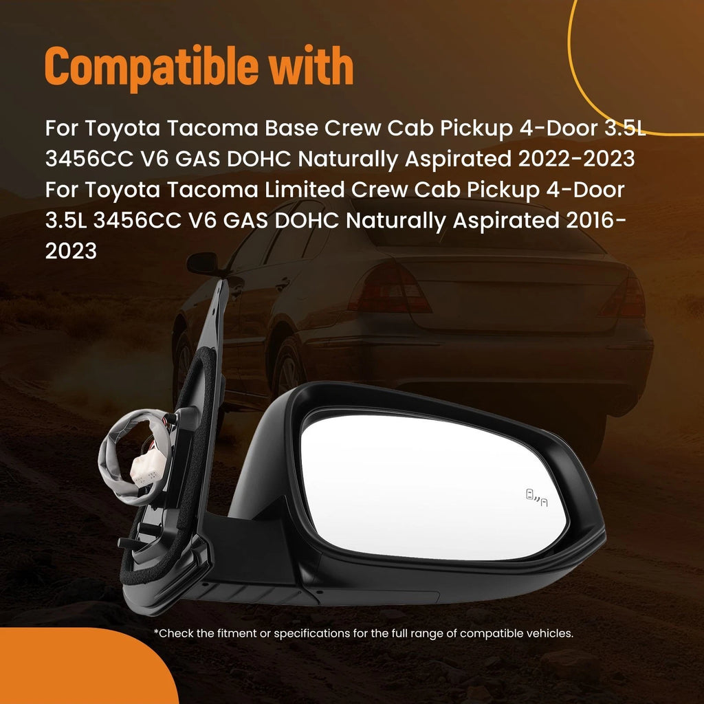 Right Rear View Mirror for Toyota Tacoma (2022–2023) Heated Signal