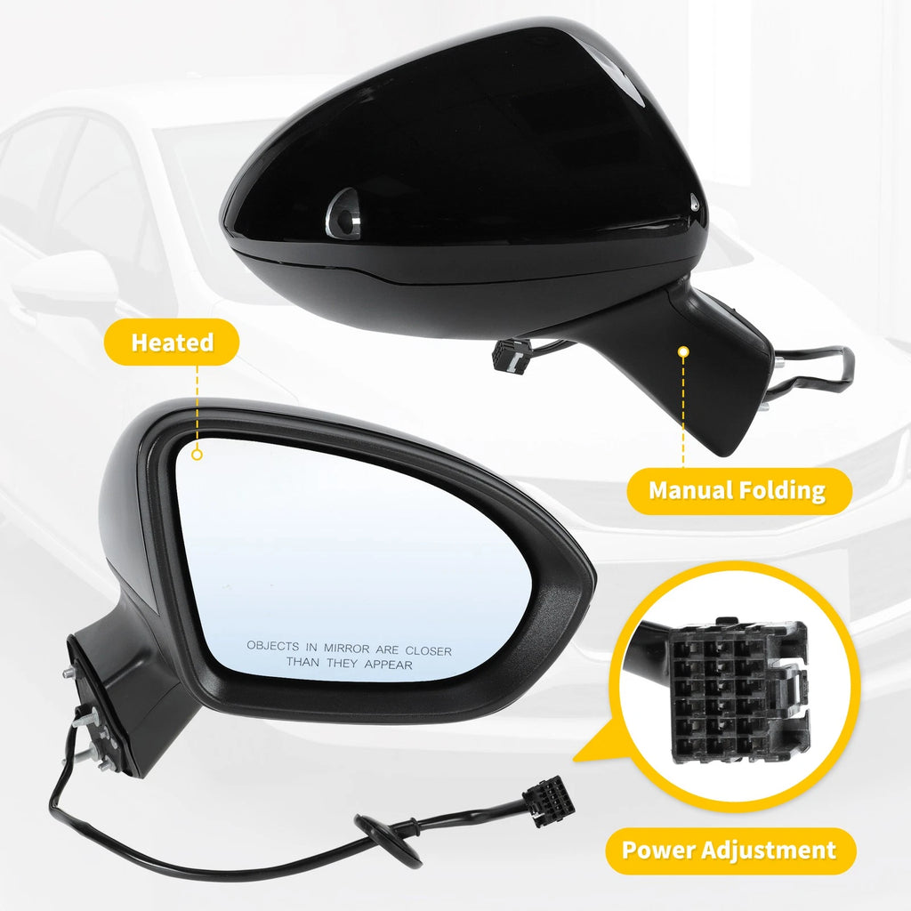 5Pin Right Passenger Side Door Mirror Gloss Black for Chevy Cruze (2016–2019)