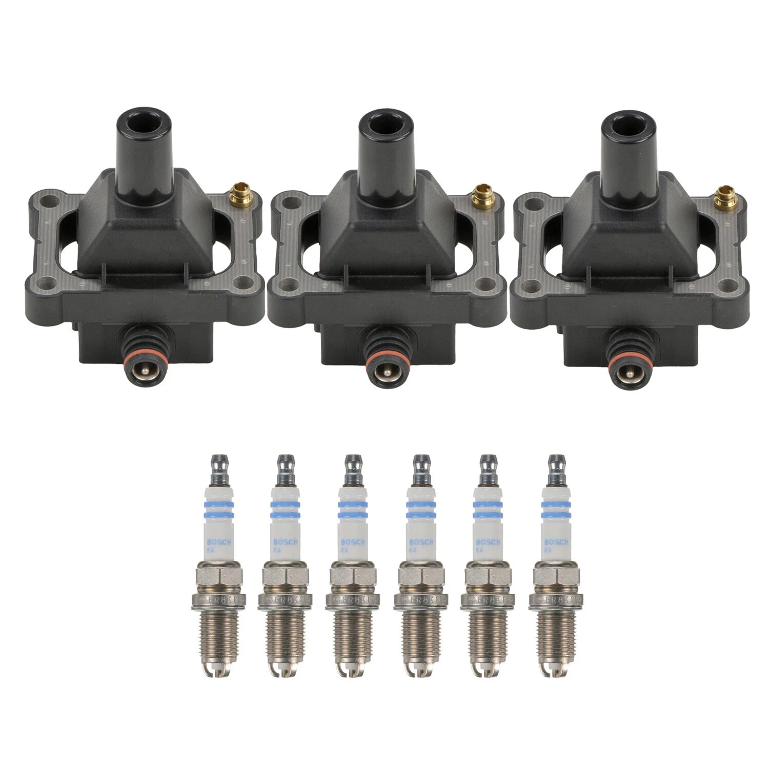 Set of 3 Ignition Coils & Spark Plugs for Mercedes W140 S320 (1992–1999)