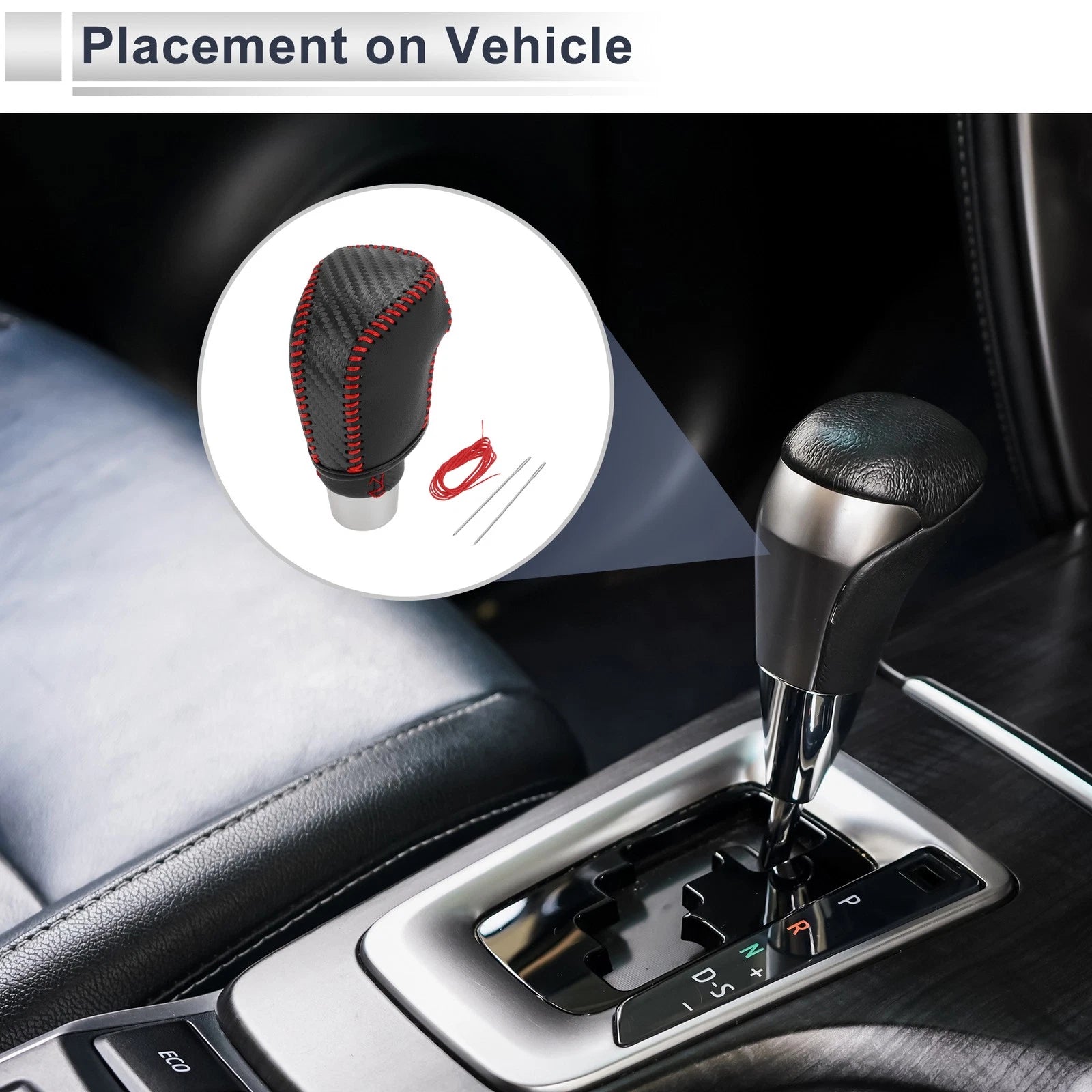 Gear Shift Knob Cover for Toyota Camry (2019–2022) Black Carbon Fiber Red