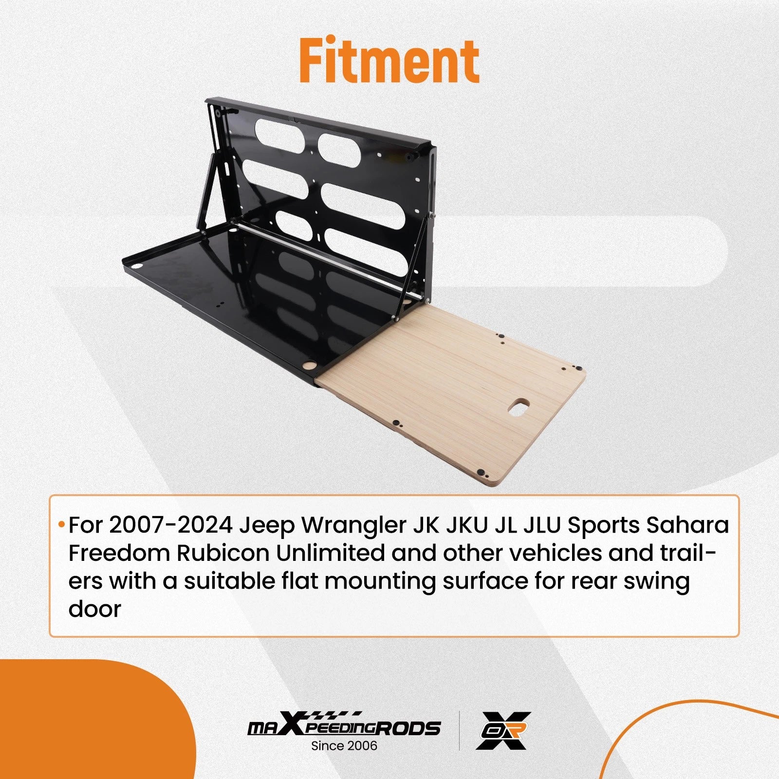 Black Tailgate Storage Rack for Jeep Wrangler JKU JLU (2007–2024)