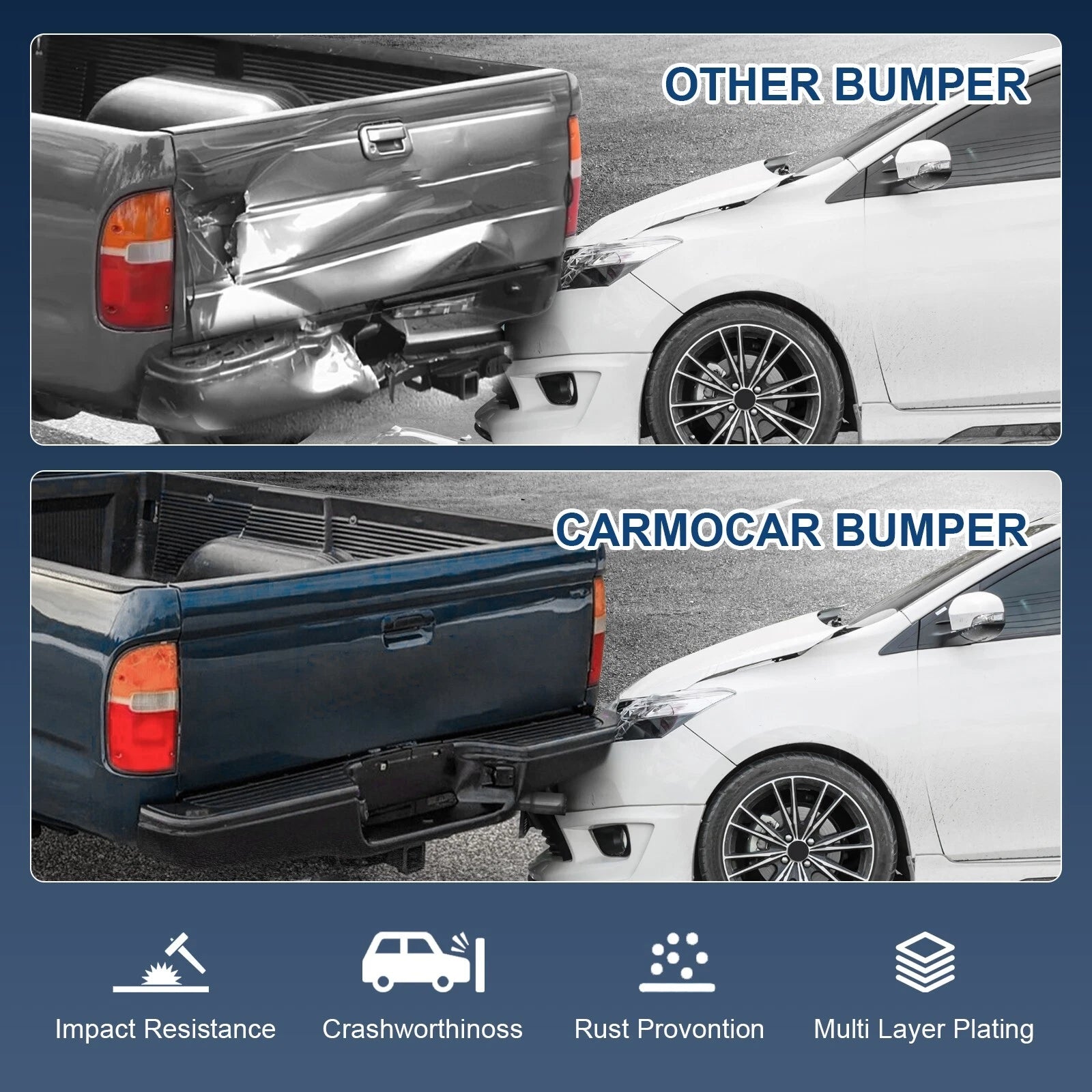 Rear Steel Step Bumper for Toyota Tacoma (1995–2004) Black Assembly