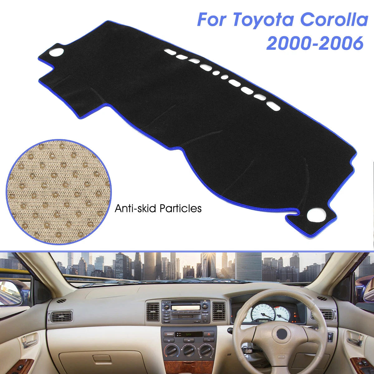 Dash Mat for Toyota Corolla (2000–2006) Black Dashboard Cover Pad