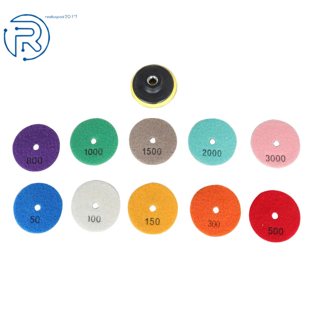11PCS Diamond Polishing Pads Kit for Wet/Dry Polishing