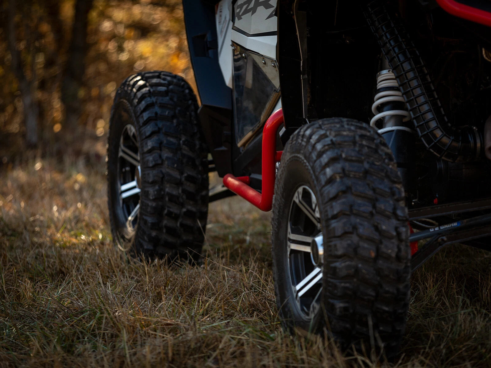 SuperATV Heavy Duty Nerf Bars for Polaris RZR 900 / S 900 (2015–2023) - Red