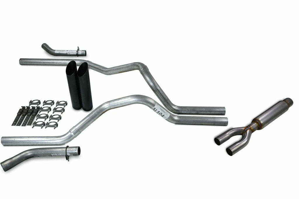 2.5" Dual Exhaust Kit for Ford F150 (2021–2025) - Glasspack, Corner Exit, Black Tips