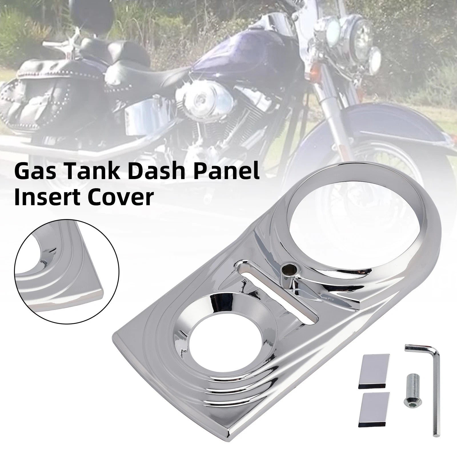 Gas Tank Dash Panel Insert Cover for Harley Softail FLSTC FXST Chrome