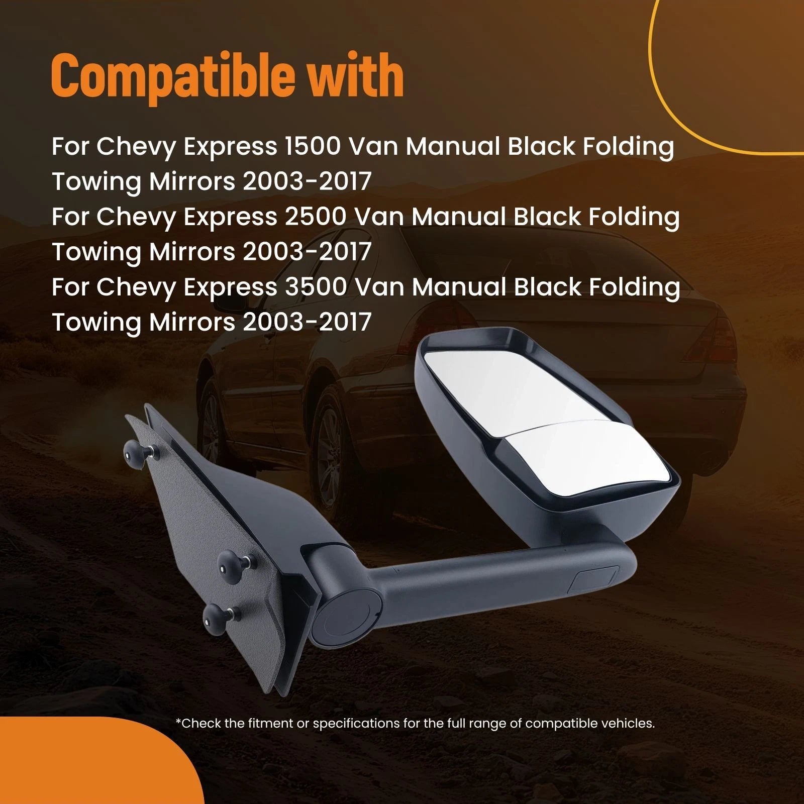 Right Folding Mirror for GMC Savana 1500/2500/3500 (2003–2017) Black