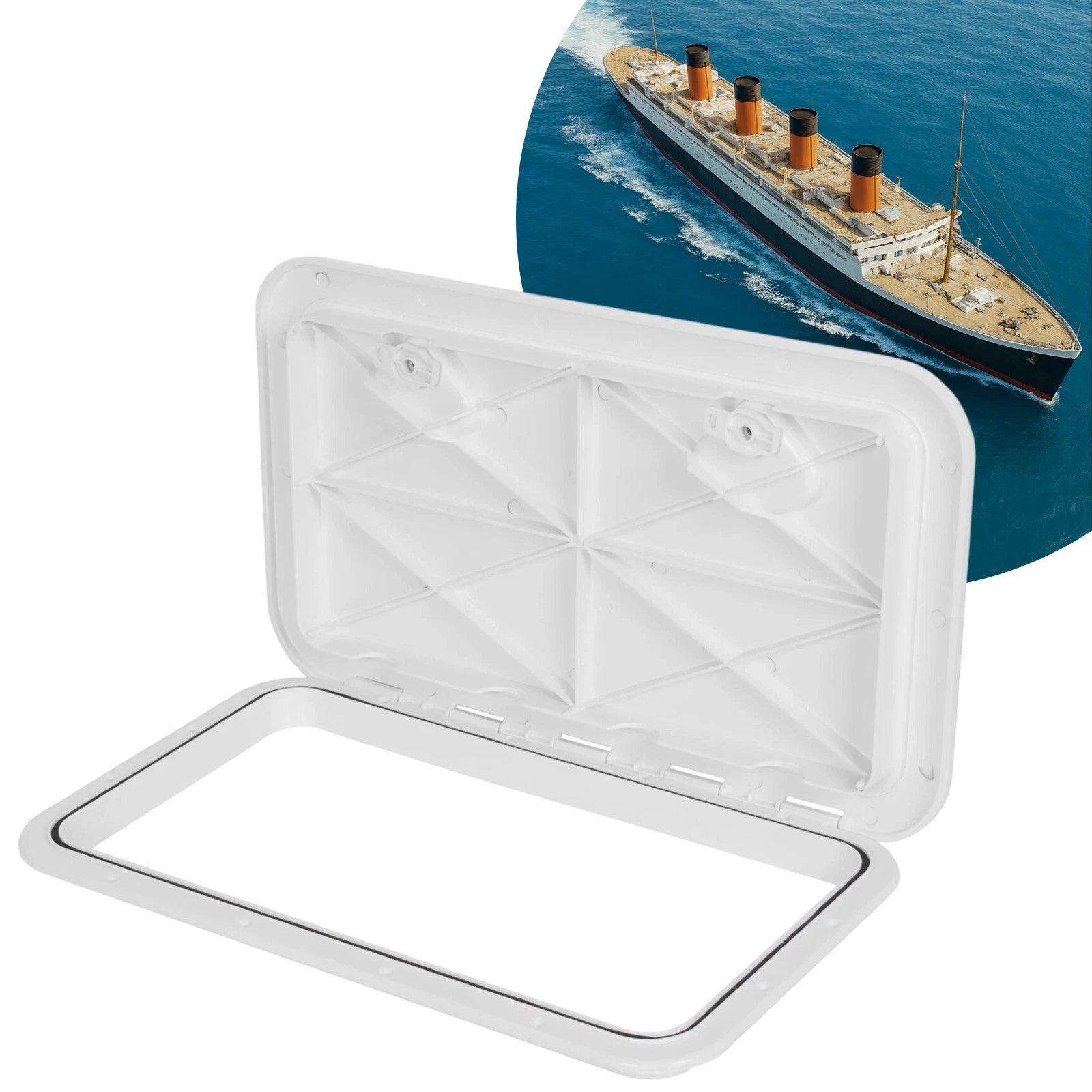 24" x 14" White Marine Boat Deck Access Hatch & Lid