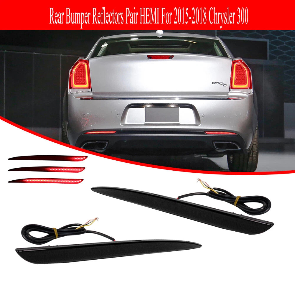LED Smoked Rear Bumper Reflectors for Chrysler 300 (2015–2022)