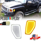 Set of 2 Clear LED Front Fender Side Marker Lights for Hummer H3/H3T (2005–2010)