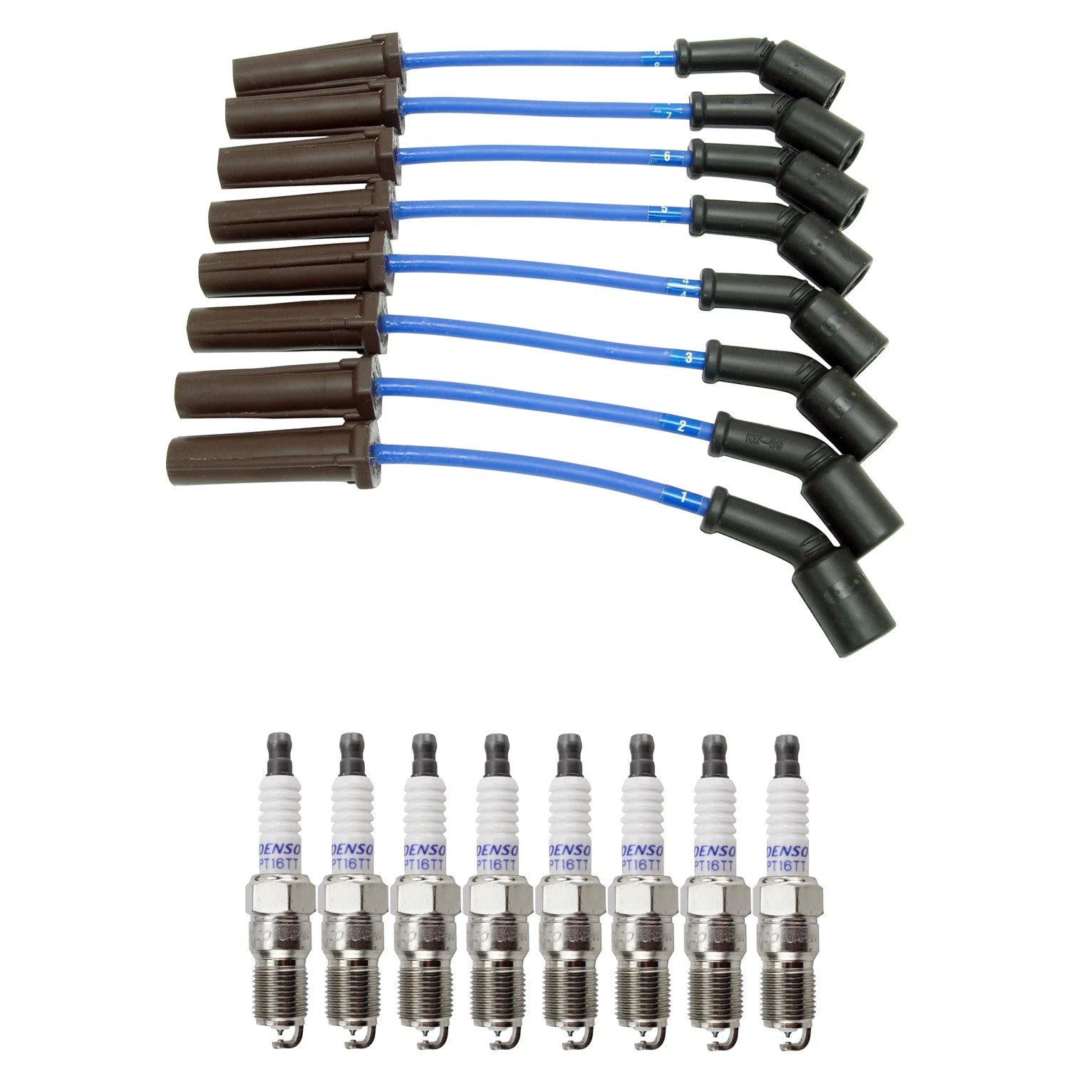 NGK Wire Set & Denso 8 Platinum TT Spark Plugs Kit for Chevrolet Silverado 1500 (2000–2006)