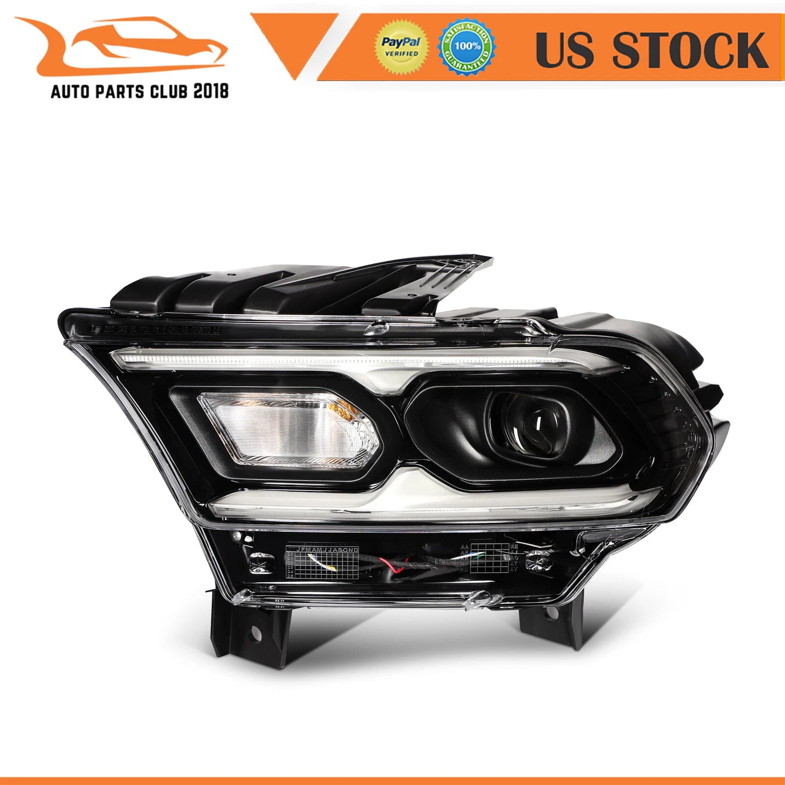 Black LED DRL Headlight Assembly for Dodge Durango (2021-2024)