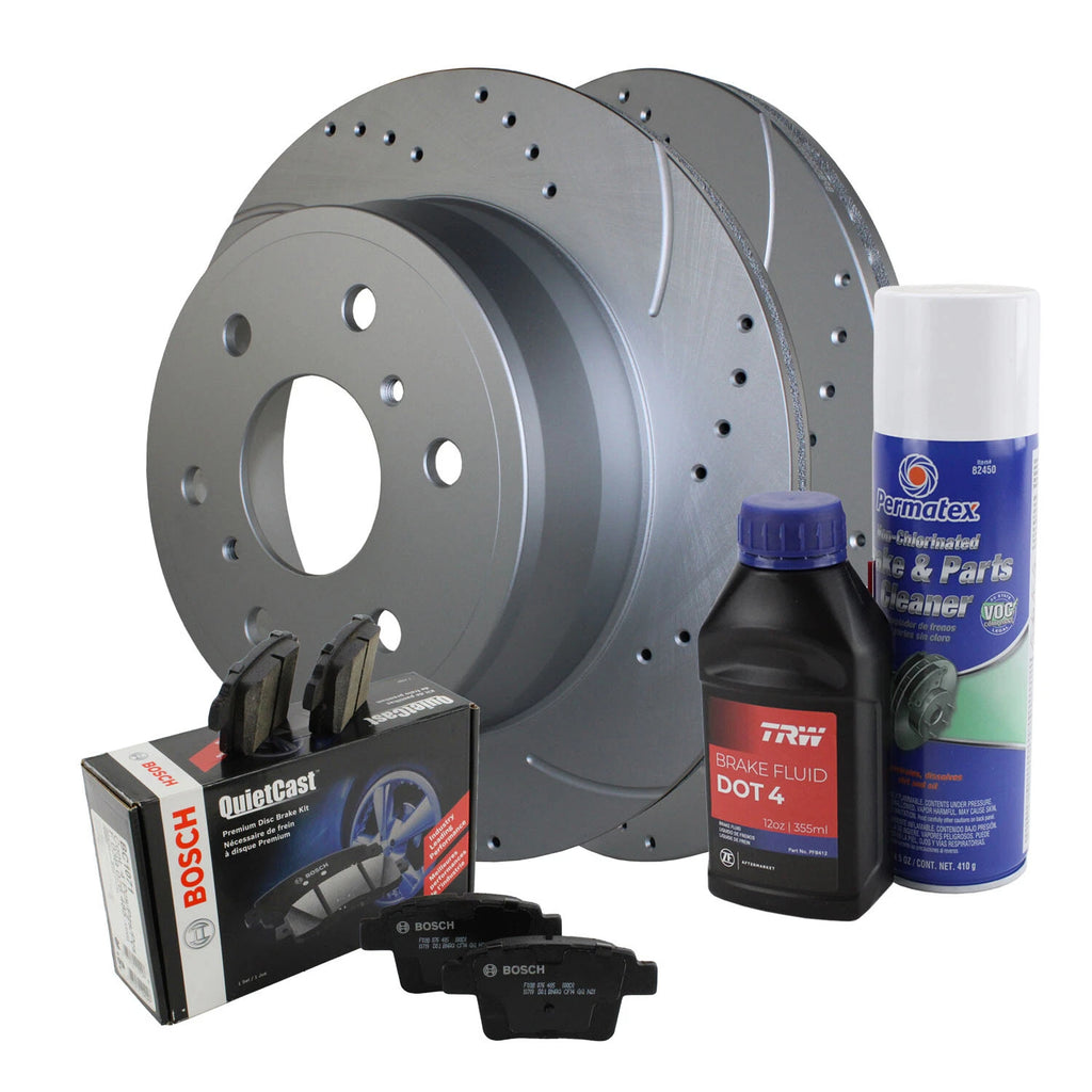 Rear Brake Kit 345mm Drilled Rotors Bosch Ceramic Pad for Cadillac Chevrolet GMC