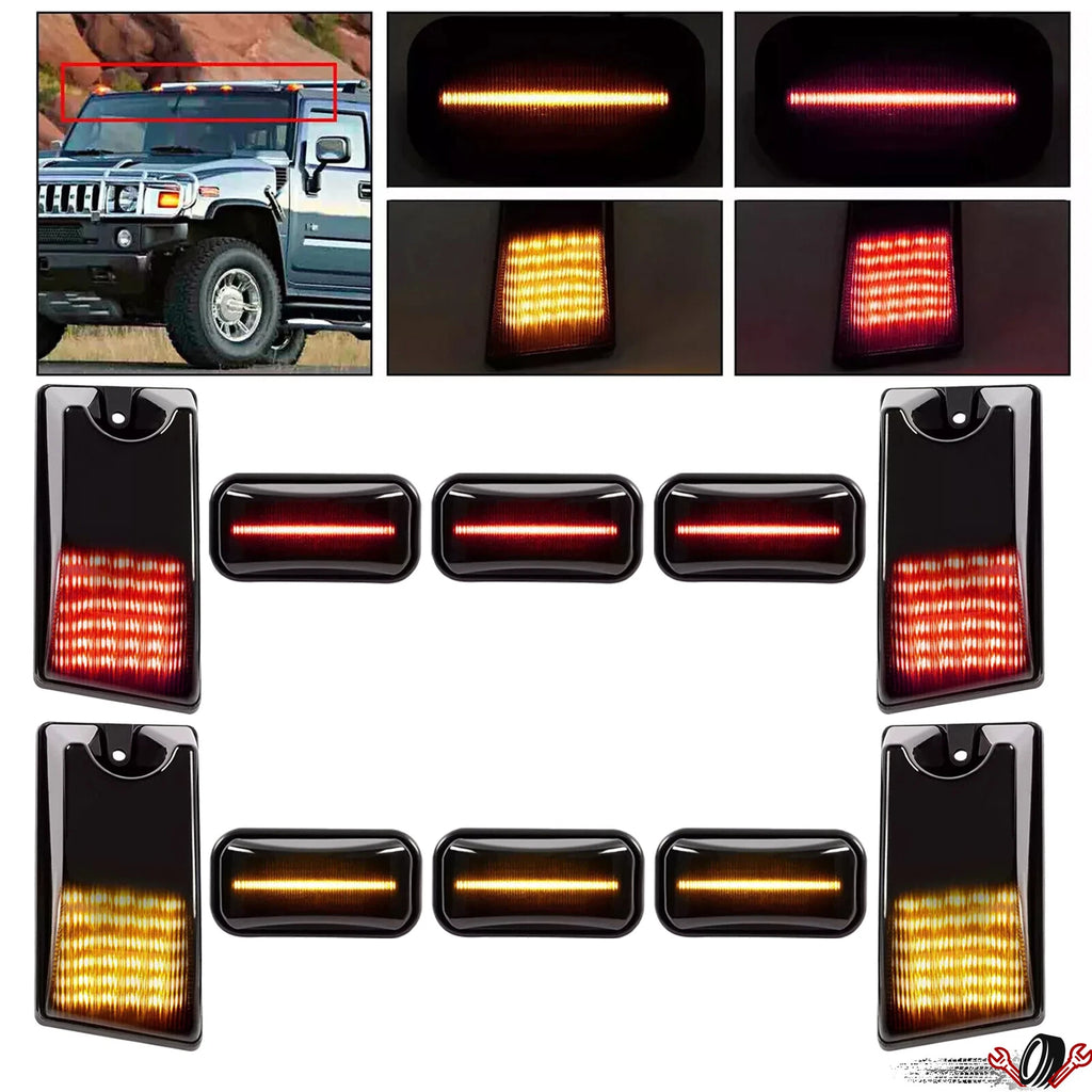 10x Smoked Roof Cab Marker Light Covers for Hummer H2/SUT (2003–2009)