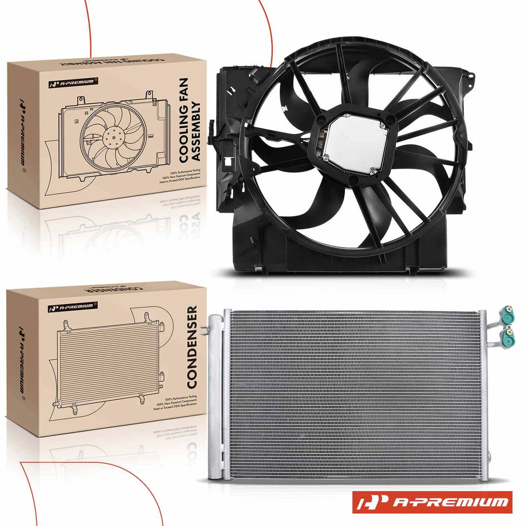 AC Condenser and Cooling Fan Assembly Kit for BMW X1 (2013–2015)