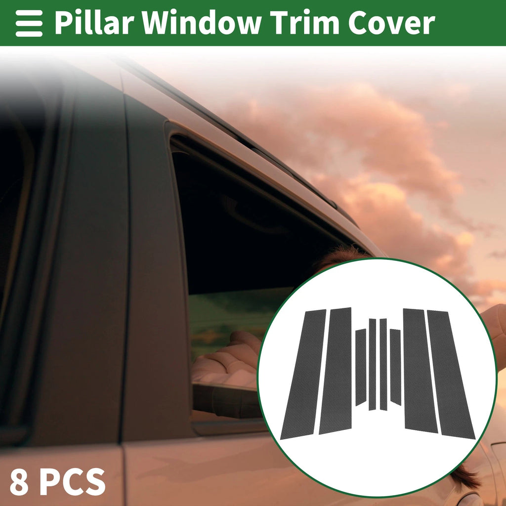 Set of 8 Door Pillar Window Trim for BMW X4 (2014–2018) Carbon Fiber Black