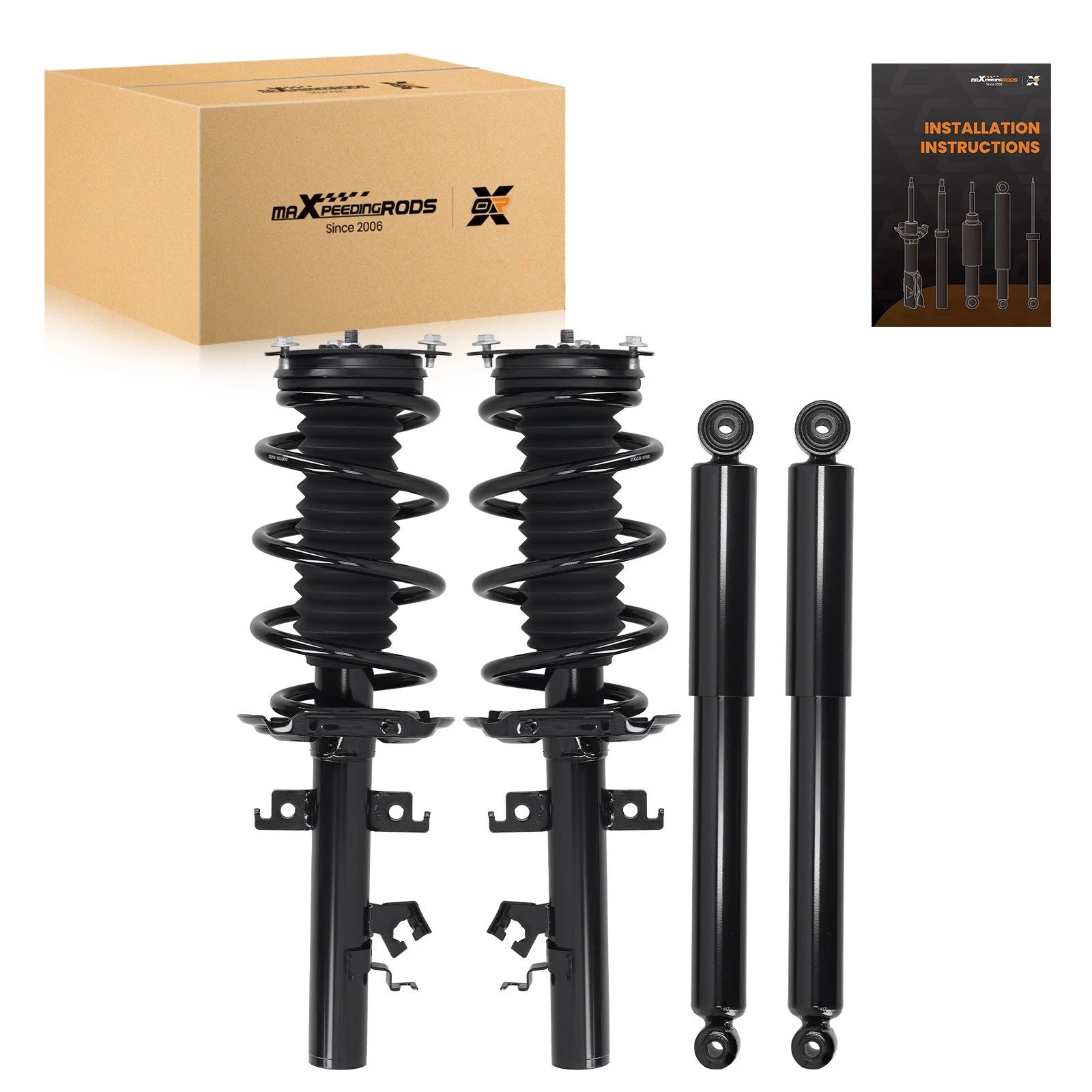 Set of 4 Front Strut Coil Spring & Rear Shock for Nissan Rogue (2015–2020)