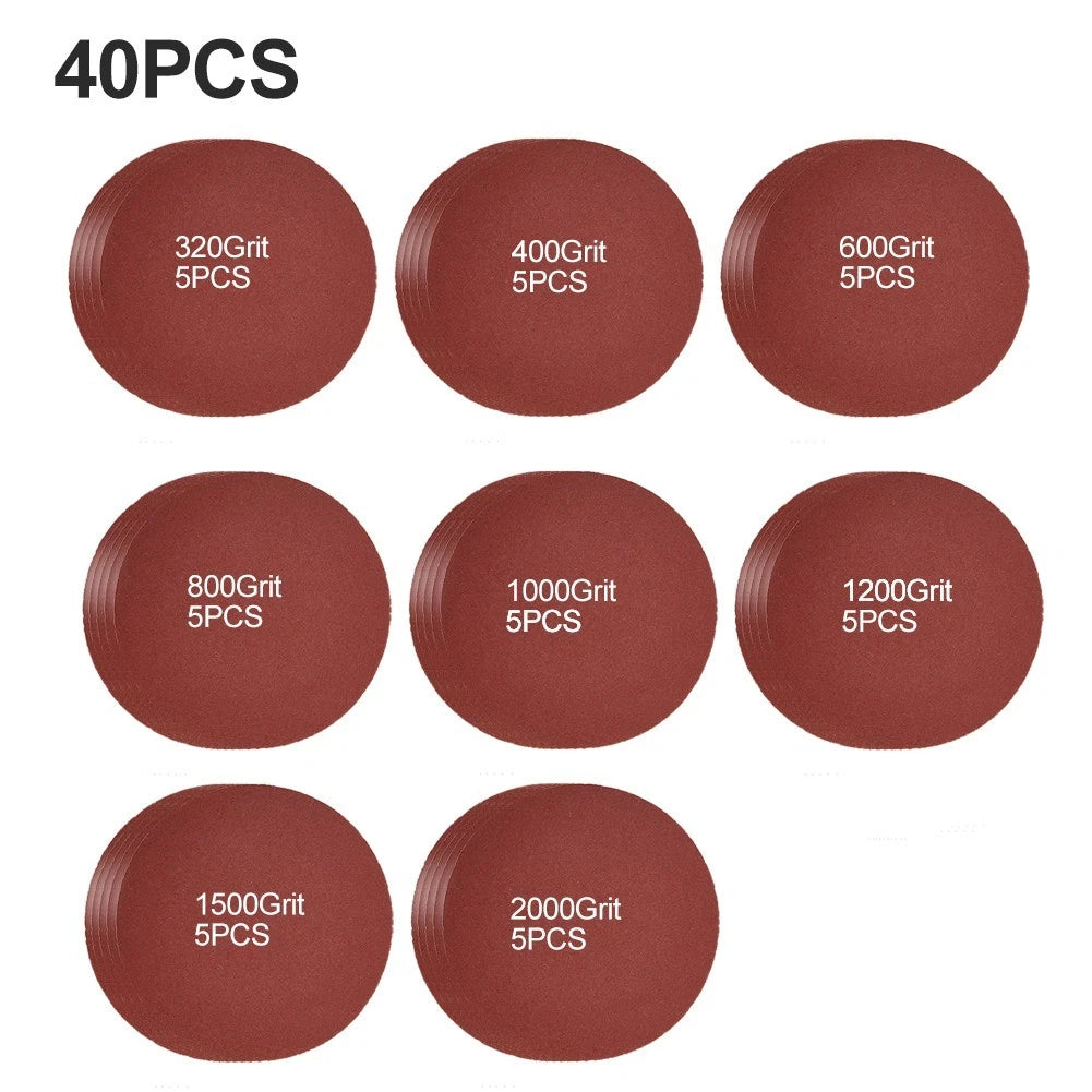 Set of 40 Aluminum Oxide Sanding Discs 75-80mm Grit 320-2000