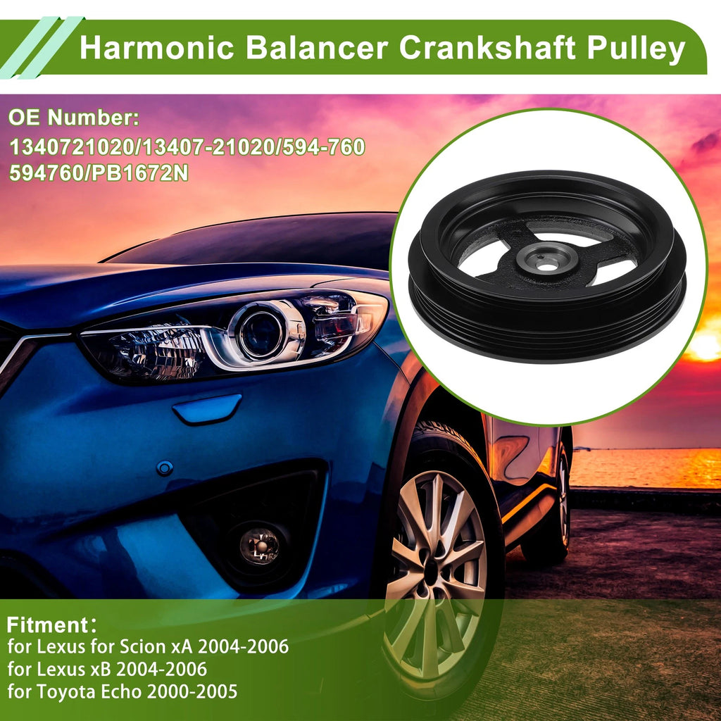 Engine Harmonic Balancer Crank Pulley for Lexus Scion xA (2004–2006) 1340721020 Black