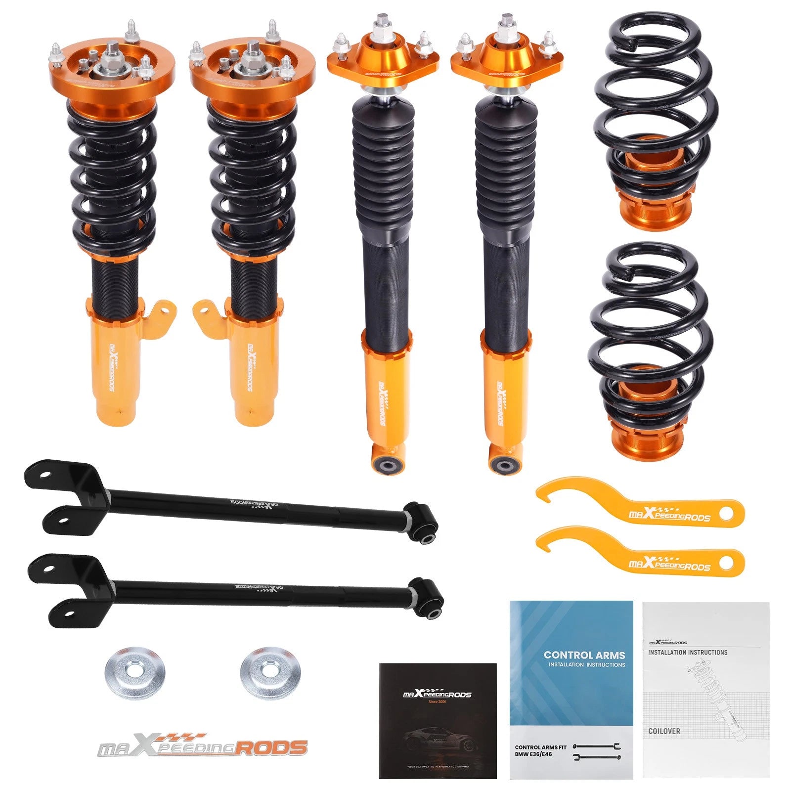 Coilovers Suspension Kit + Rear Control Arms for BMW E46 325i 330i (2001-2005)