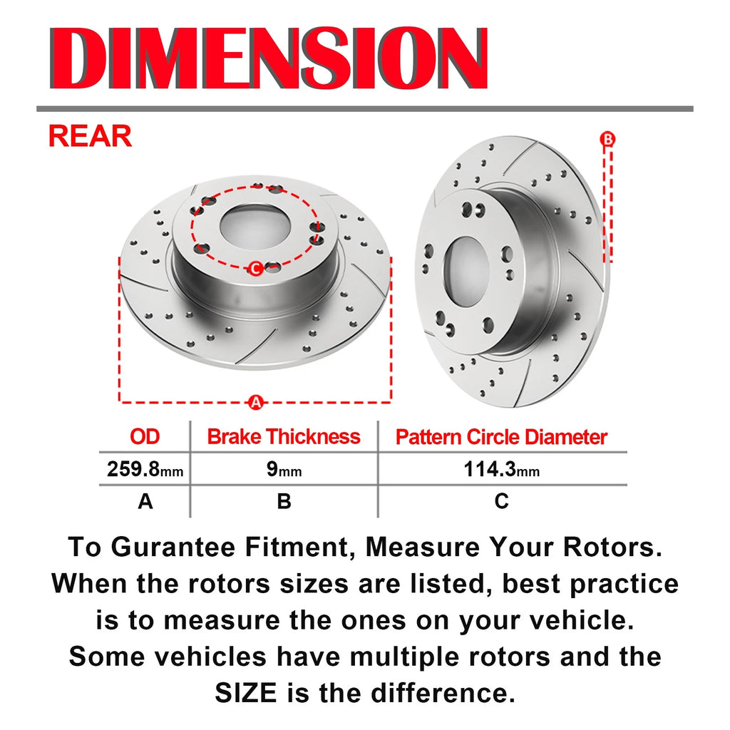 Drilled Disc Rotors & Ceramic Brake Pads for Honda Accord (2003-2007)