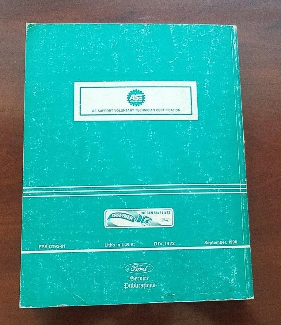 Service Shop Manual for Lincoln Mark VII (1991) FPS-12192-91