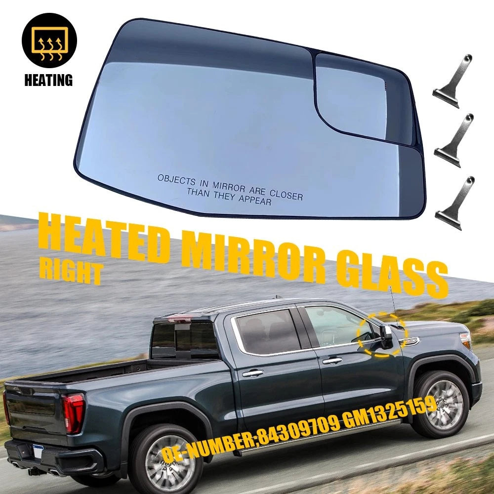 Heated Right Mirror Glass for Chevrolet Silverado 1500 GMC Sierra 1500 (2019–2023)