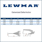 14 lb. Lewmar Galvanized Delta Anchor | 0057406 for Boats