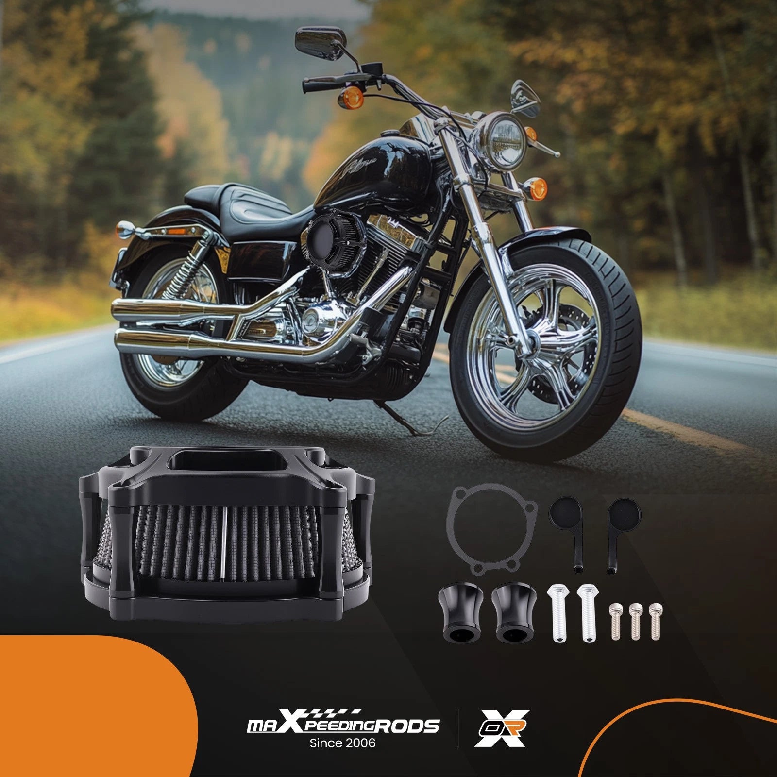 High Flow Air Cleaner Kit for Harley XL 883 1200 Sportster (2004–2023) Black