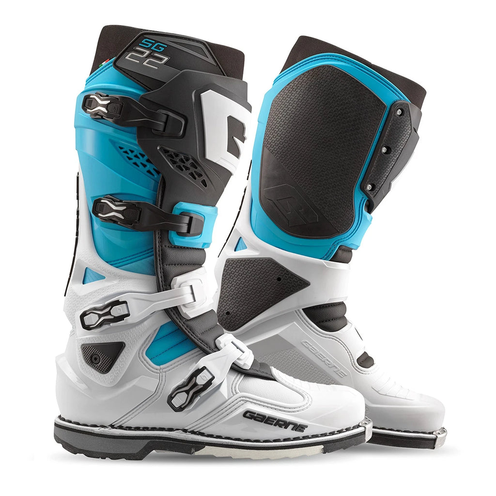 Gaerne SG 22 Offroad Boots for Men US 12 (White/Black/Light Blue)