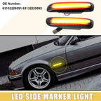 2X Front LED Side Marker Light for BMW (2000–2023) 63132228591, Black Lens, Amber