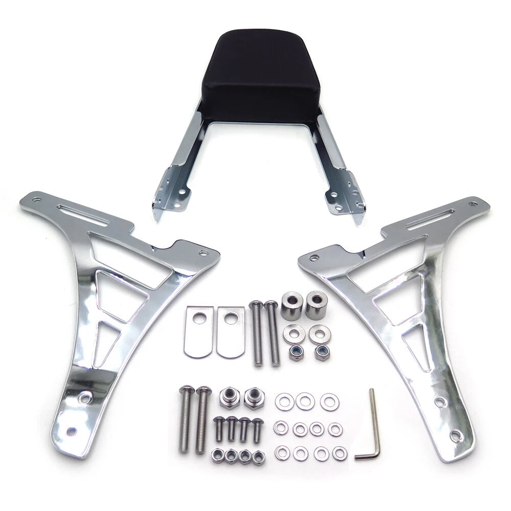 Chrome Flame Backrest Sissy Bar with Leather Pad for Harley Sportster (883-1200)