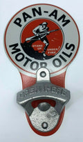 Vintage Metal Bottle Opener Wall Mount for Pan Am Motor Oils (—)