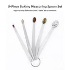 Set of 5 Stainless Steel Measuring Spoons for Kitchen Tools